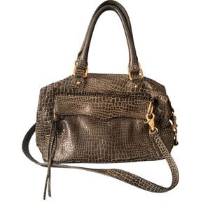 Rebecca Minkoff Mab Mini gray SNAKE SKIN CROC Shoulder Bag Crossbody Purse